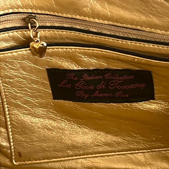 La Gioe Di Toscana Shoulder Handbag Black Gold Snake Embossed Leather - Picture 13 of 16